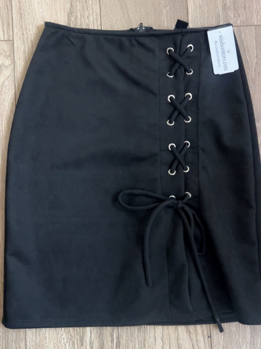 Black Lace-Up Mini Skirt